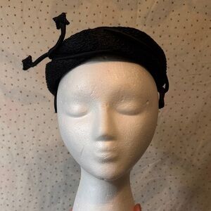 Vintage Pillbox Women's Hat - black